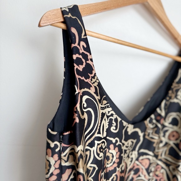 Vintage Anne Klein Silk Sleeveless Embroidered Sheath Dress - Picture 7 of 7